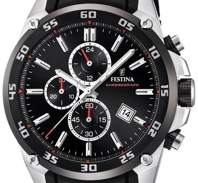 Alt view image 3 of 4 - Festina The Originals Collection Mens Quartz Watch with Black Dial Chronograph Display and Black Rubber Strap F20330/5