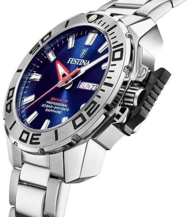 Alt view image 2 of 3 - Festina Diver Stainless Steel Blue Dial Quartz F20665-1 200M Men's Watch