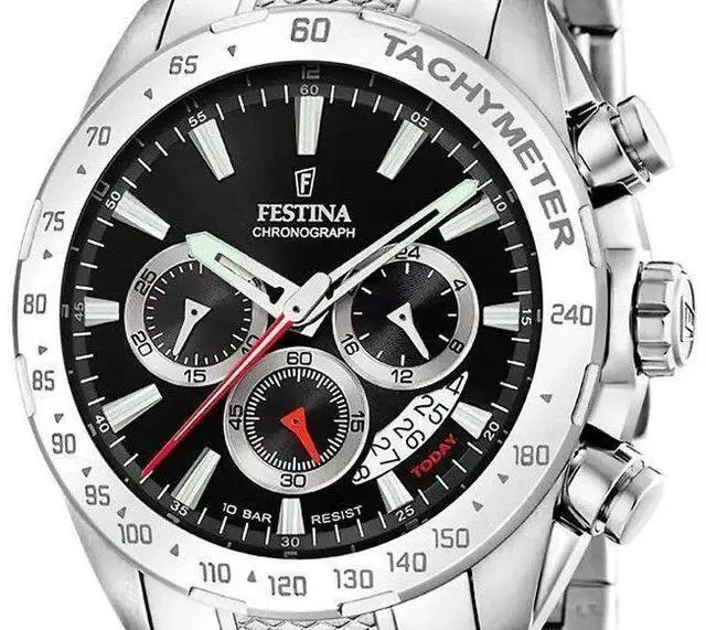 Alt view image 2 of 3 - Festina Chrono Sport Stainless Steel Black Dial Quartz F20668-4 100M Men's Watch