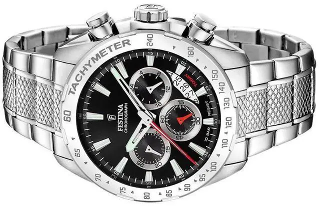 Alt view image 3 of 3 - Festina Chrono Sport Stainless Steel Black Dial Quartz F20668-4 100M Men's Watch