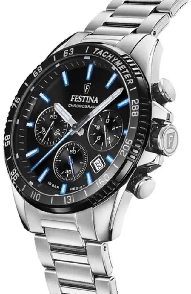 Alt view image 2 of 3 - Festina Timeless Chronograph Black Dial Quartz 100M Men's Watch F20560-5