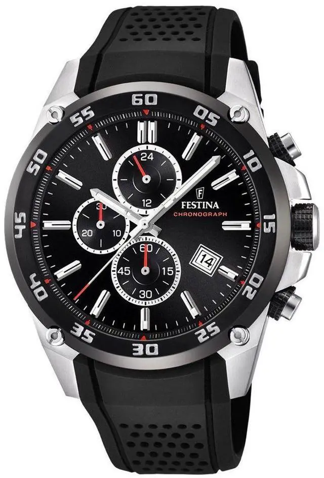 Alt view image 2 of 4 - Festina The Originals Collection Mens Quartz Watch with Black Dial Chronograph Display and Black Rubber Strap F20330/5