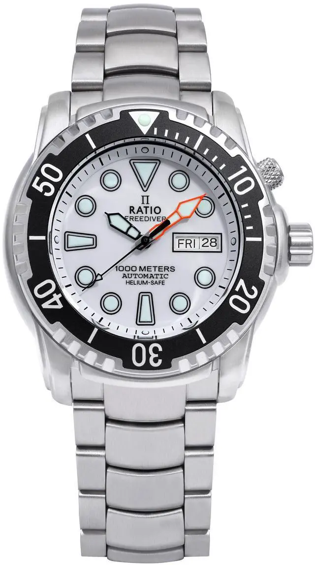 Alt view image 7 of 7 - Ratio FreeDiver Helium-Safe 1000M White Dial Sapphire Crystal Automatic 1068HA90-34VA-WHT Men's Watch