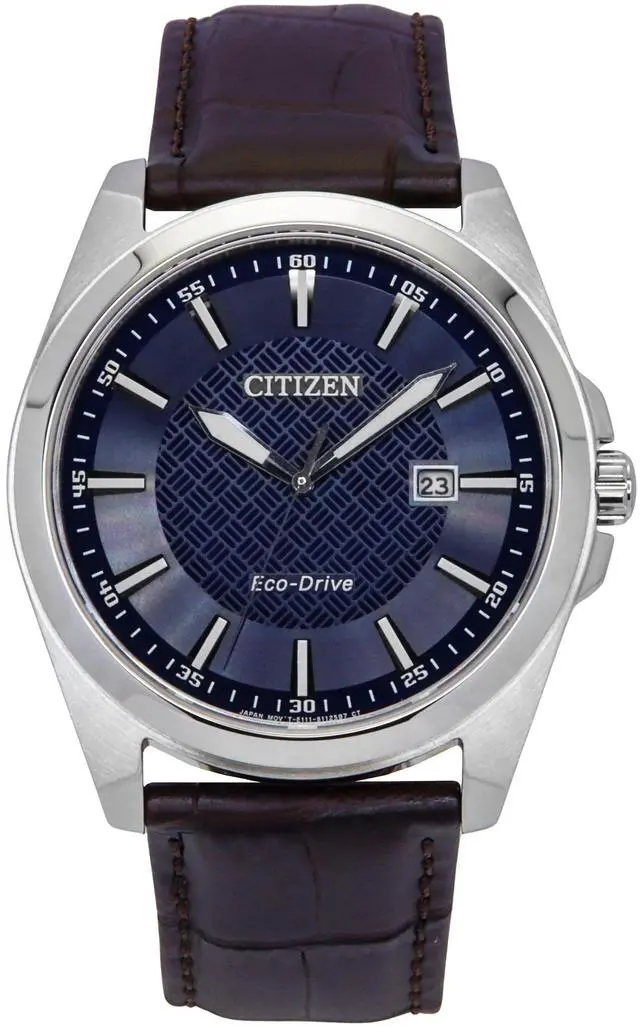 Main image of Citizen Eco-Drive Leather Strap Blue Dial BM7108-22L 100M Men's Watch