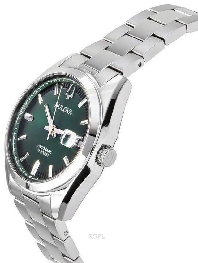 Alt view image 8 of 9 - Bulova 96B429 Surveyor Collection Automatic Watch - Stainless/Green
