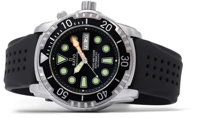 Alt view image 5 of 5 - RATIO FreeDiver Version 02 Helium Safe 1000M 1068HA90-34VA-BLK-V02 Mens Watch