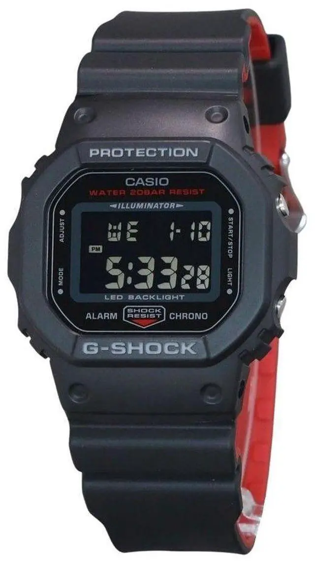 Alt view image 2 of 3 - Casio G-SHOCK Illuminator Alarm Chrono Digital Quartz DW-5600UHR-1 Mens Watch Resin Strap 200M