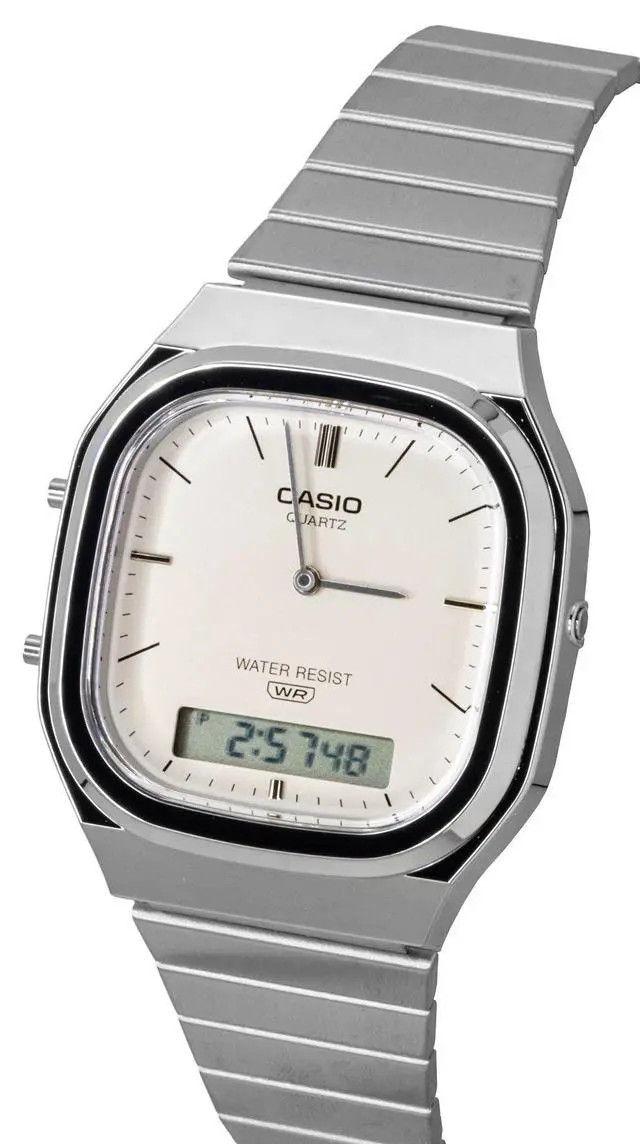 Alt view image 5 of 6 - Casio Vintage Analog Digital Off White Dial Quartz AQ-240E-7A2 Unisex Watch