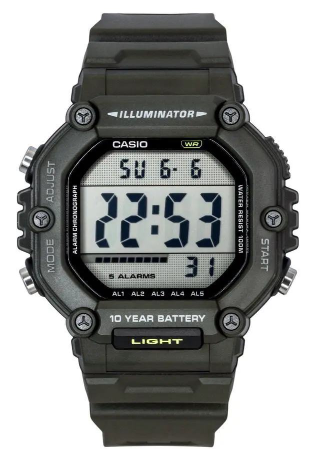 Alt view image 5 of 7 - Casio Digital Extra Long Resin Strap Quartz AE-1600HX-3AV 100M Unisex Watch