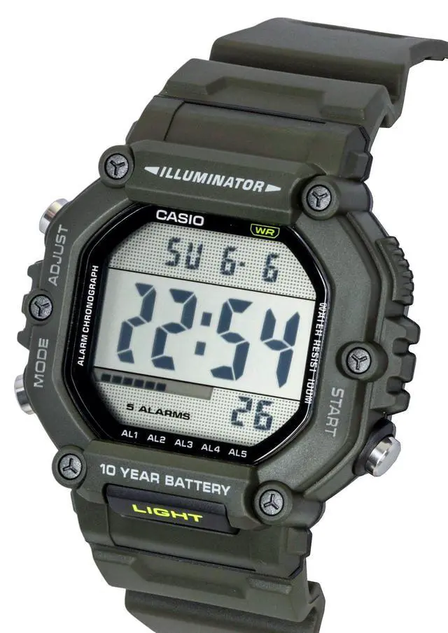 Alt view image 6 of 7 - Casio Digital Extra Long Resin Strap Quartz AE-1600HX-3AV 100M Unisex Watch