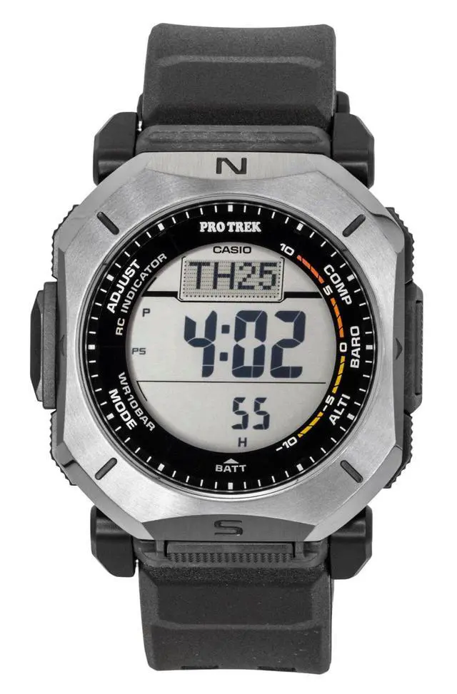 Alt view image 5 of 7 - Casio Pro Trek Digital Radio-Controlled Rubber Strap Solar PRW-69Y-1 100M Men's Watch