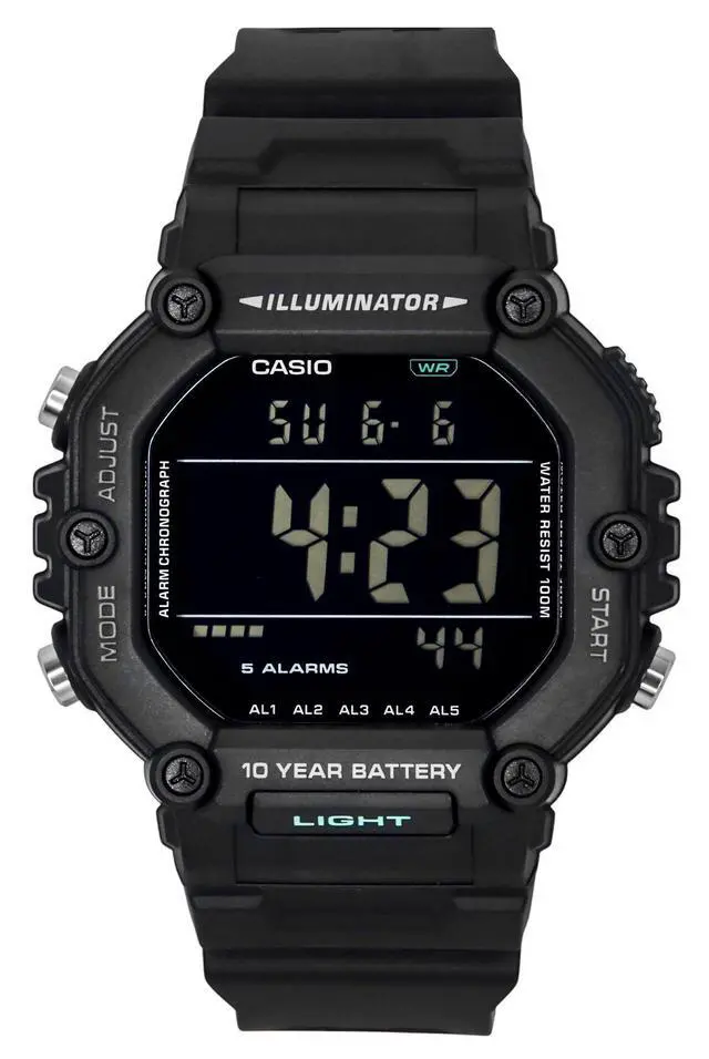 Alt view image 5 of 7 - Casio Digital Extra Long Strap Quartz AE-1600HX-1BV 100M Unisex Watch