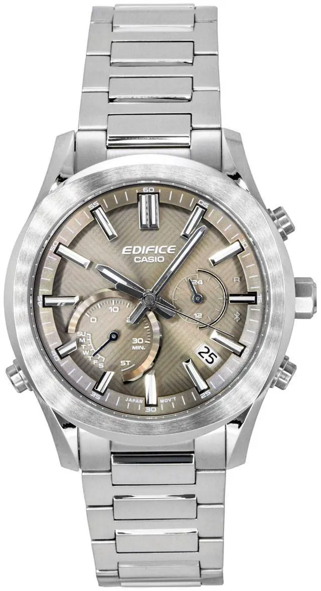 Alt view image 5 of 7 - Casio Edifice Analog Chronograph Smartphone Link Stainless Steel Brown Dial Solar EQB-1300D-5A 100M Men's Watch