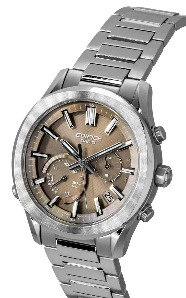 Alt view image 7 of 7 - Casio Edifice Analog Chronograph Smartphone Link Stainless Steel Brown Dial Solar EQB-1300D-5A 100M Men's Watch