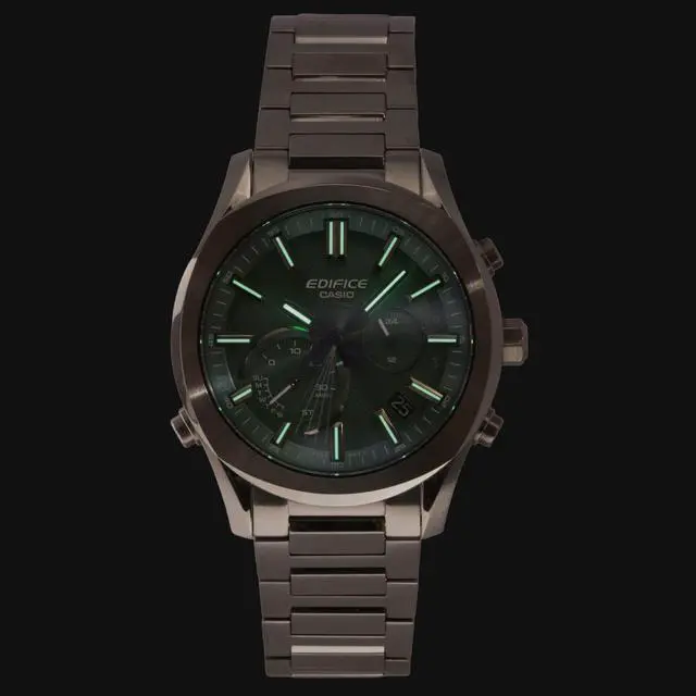 Alt view image 6 of 7 - Casio Edifice Analog Chronograph Smartphone Link Green Dial Stainless Steel Solar EQB-1300DC-3A 100M Men's Watch