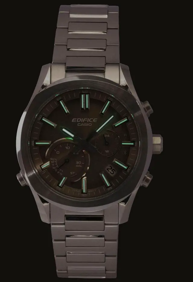 Alt view image 6 of 7 - Casio Edifice Analog Chronograph Smartphone Link Stainless Steel Brown Dial Solar EQB-1300D-5A 100M Men's Watch