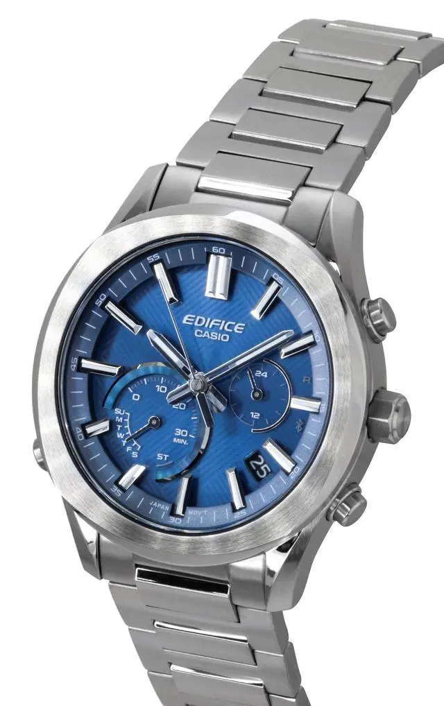 Alt view image 6 of 7 - Casio Edifice Analog Chronograph Smartphone Link Stainless Steel Blue Dial Solar EQB-1300D-2A 100M Men's Watch