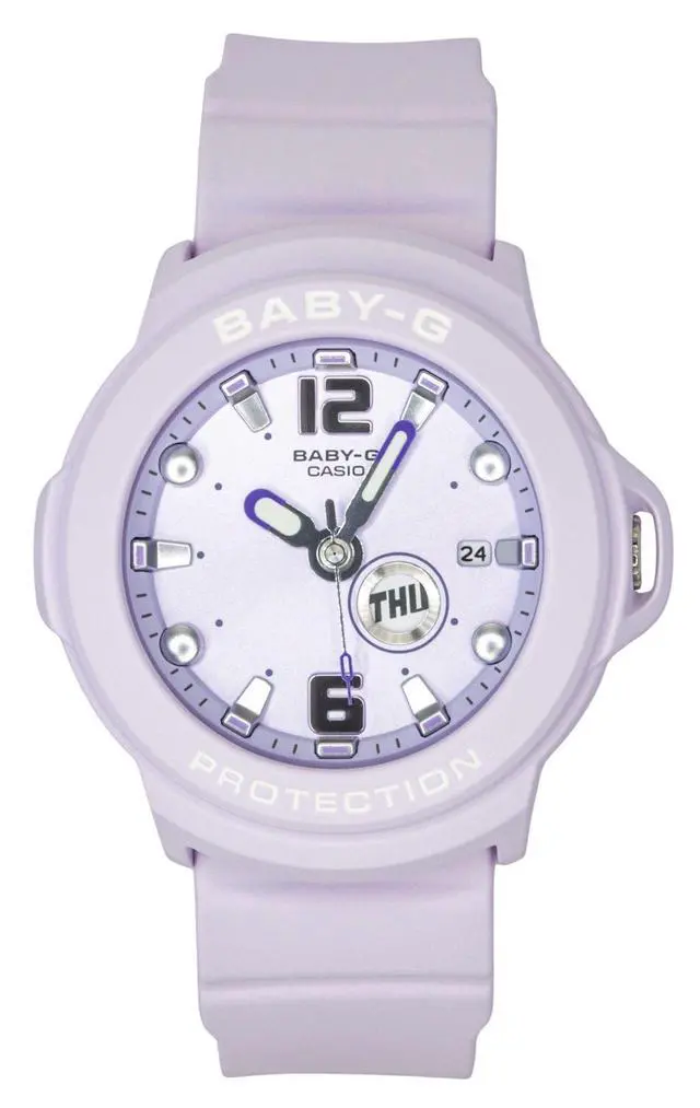Alt view image 5 of 7 - Casio Baby-G Plus Analog Resin Purple Dial Quartz BGA-15K-6A 100M Women's Watch With Convertible Holder