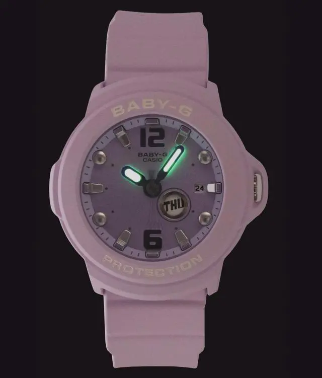 Alt view image 6 of 7 - Casio Baby-G Plus Analog Resin Purple Dial Quartz BGA-15K-6A 100M Women's Watch With Convertible Holder