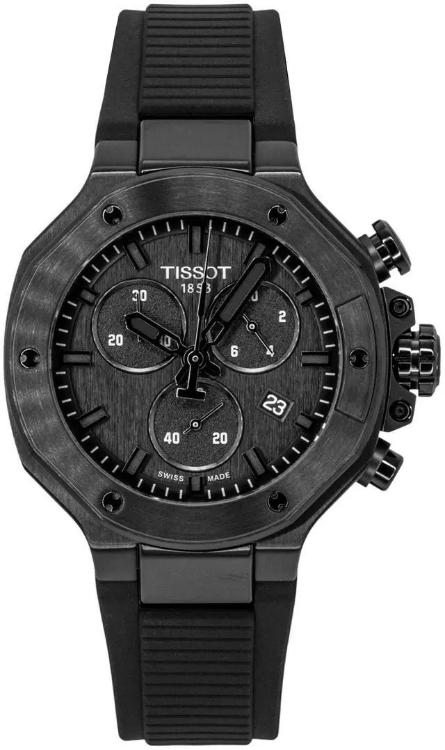 Alt view image 5 of 7 - Tissot T-Race Chronograph Silicone Strap Black Dial Quartz T141.817.37.051.00 100M Men's Watch