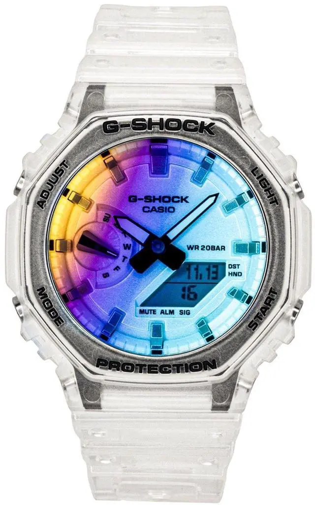 Main image of Casio G-Shock Analog Digital Transparent Resin Strap Multicolor Dial Quartz GA-2100SRS-7A 200M Men's Watch