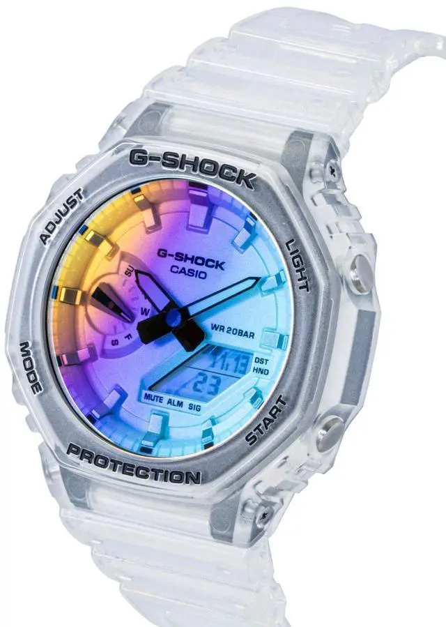 Alt view image 3 of 4 - Casio G-Shock Analog Digital Transparent Resin Strap Multicolor Dial Quartz GA-2100SRS-7A 200M Men's Watch