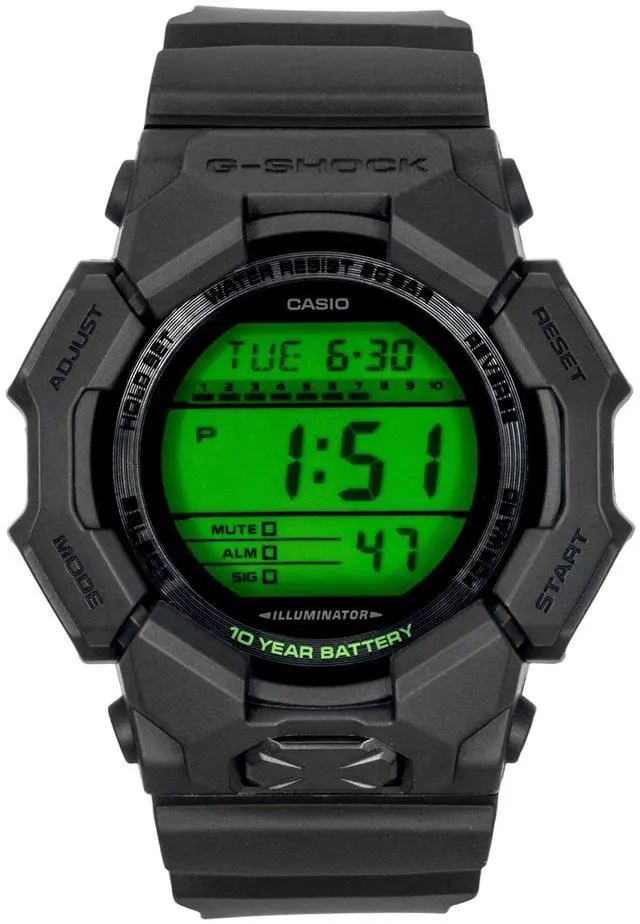 Main image of Casio GD010BEG1 GD-010 Series G-Shock Mens Digital Watch - Black/Green