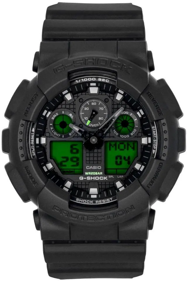 Main image of Casio G-Shock Analog Digital Black Dial Resin Quartz GA-100BEG-1A 200M Men's Watch