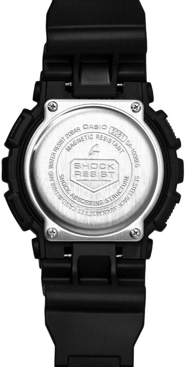 Alt view image 5 of 5 - Casio G-Shock Analog Digital Black Dial Resin Quartz GA-100BEG-1A 200M Men's Watch