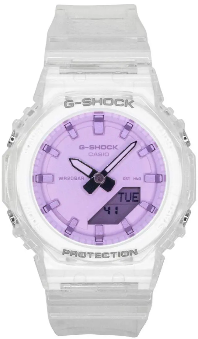 Main image of Casio G-Shock Analog Digital Transparent Resin Strap Pink Dial Quartz GMA-P2100SR-7A 200M Women's Watch
