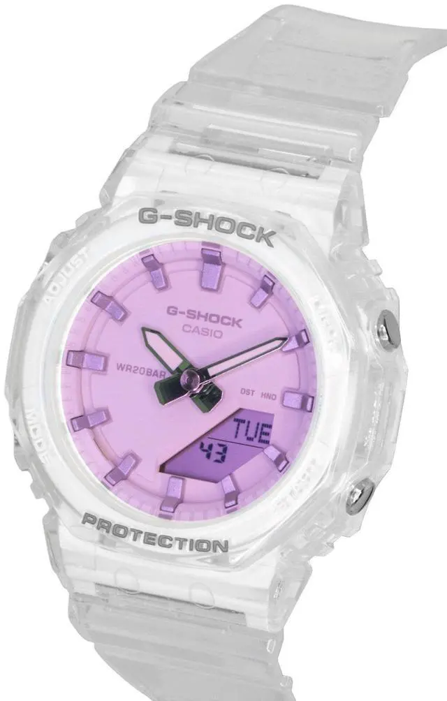 Alt view image 4 of 6 - Casio G-Shock Analog Digital Transparent Resin Strap Pink Dial Quartz GMA-P2100SR-7A 200M Women's Watch