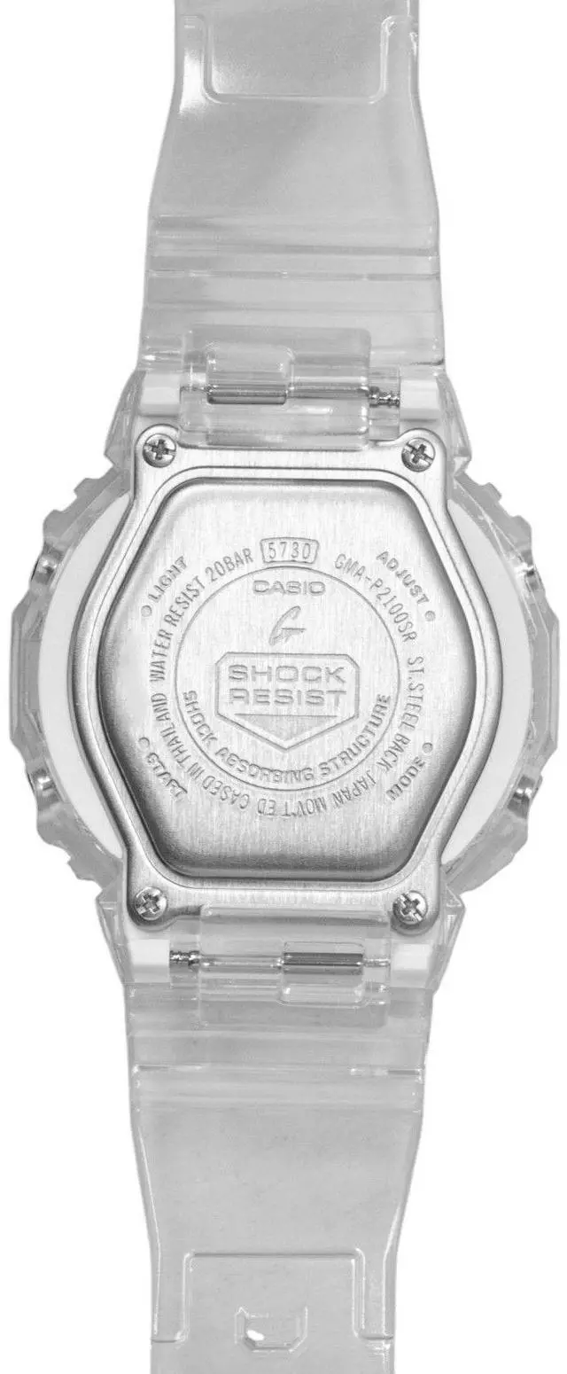 Alt view image 5 of 6 - Casio G-Shock Analog Digital Transparent Resin Strap Pink Dial Quartz GMA-P2100SR-7A 200M Women's Watch
