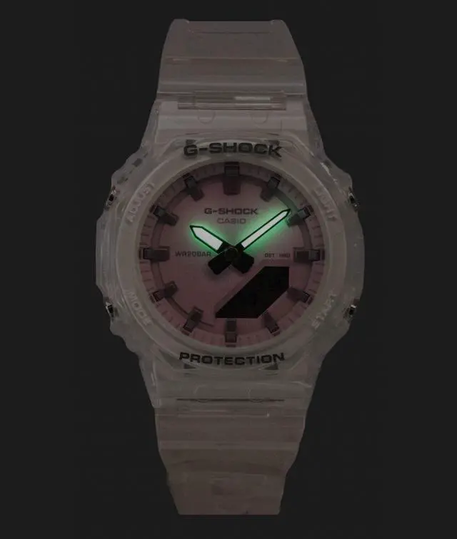 Alt view image 2 of 6 - Casio G-Shock Analog Digital Transparent Resin Strap Pink Dial Quartz GMA-P2100SR-7A 200M Women's Watch