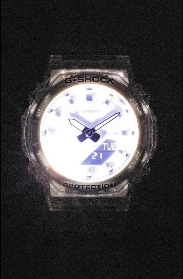 Alt view image 3 of 6 - Casio G-Shock Analog Digital Transparent Resin Strap Pink Dial Quartz GMA-P2100SR-7A 200M Women's Watch