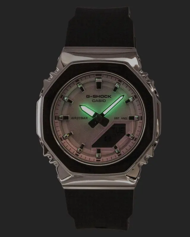Alt view image 2 of 7 - Casio G-Shock Analog Digital Pink Dial Resin Strap Quartz GM-S2110SR-1A 200M Women's Watch