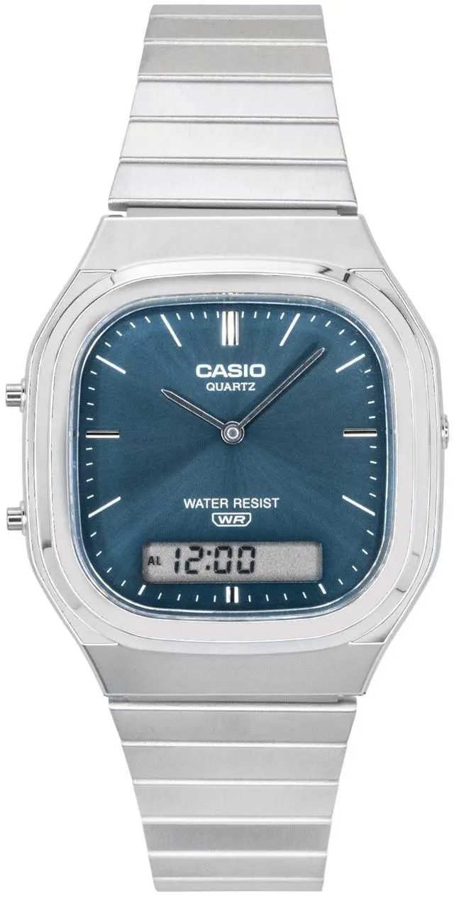 Main image of Casio Vintage Analog Digital Stainless Steel Sky Blue Dial Quartz AQ-240E-3A Unisex Watch