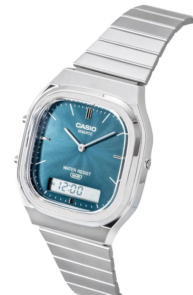 Alt view image 2 of 3 - Casio Vintage Analog Digital Stainless Steel Sky Blue Dial Quartz AQ-240E-3A Unisex Watch