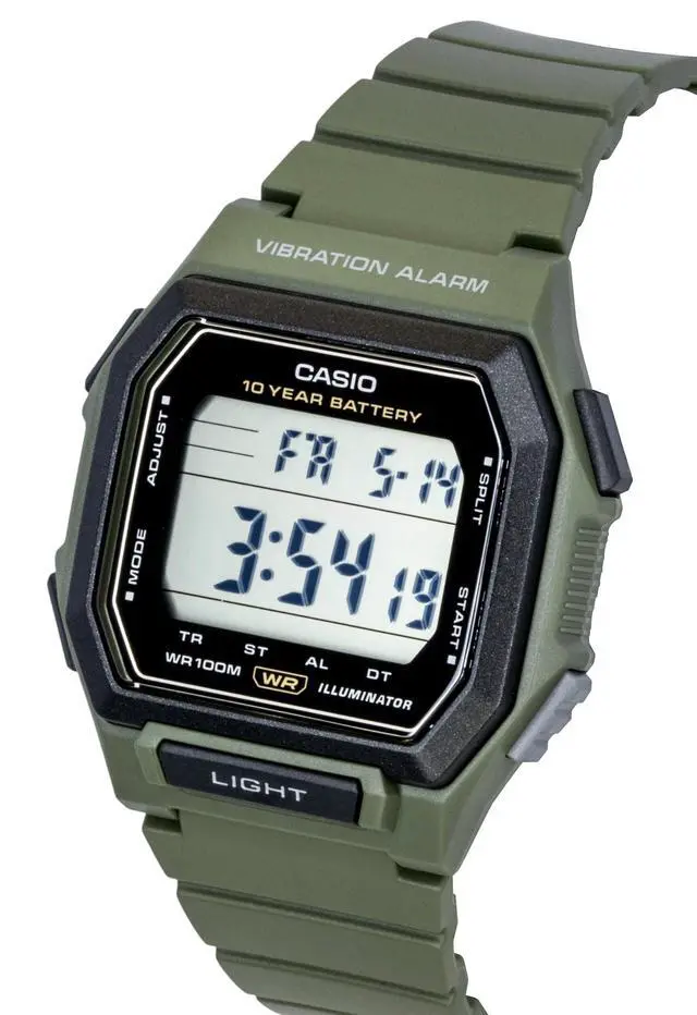 Alt view image 3 of 5 - Casio Digital Resin Strap Black Dial Quartz W-738H-3AV 100M Men's Watch