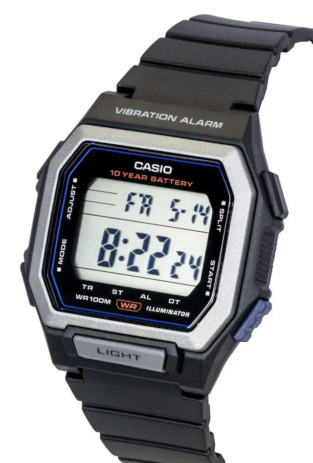 Alt view image 3 of 5 - Casio Digital Resin Strap Black Dial Quartz W-738H-1AV 100M Men's Watch