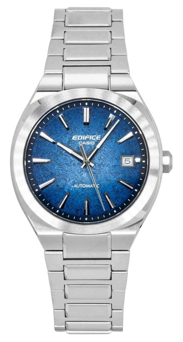 Alt view image 5 of 6 - Casio Edifice Analog Stainless Steel Electroformed Textured Blue Dial Automatic EFK-200D-2A 100M Men's Watch