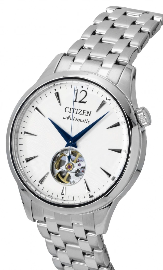 Alt view image 2 of 6 - Citizen Stainless Steel Open Heart White Dial Automatic NH9131-73A Men's Watch