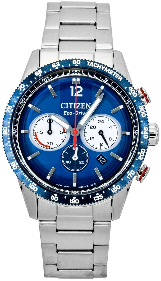 Main image of Citizen Eco-Drive Chronograph Stainless Steel Navy Blue Dial CA4716-50L 100M Men's Watch