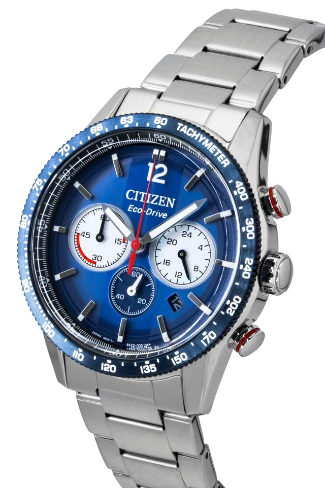 Alt view image 3 of 7 - Citizen Eco-Drive Chronograph Stainless Steel Navy Blue Dial CA4716-50L 100M Men's Watch