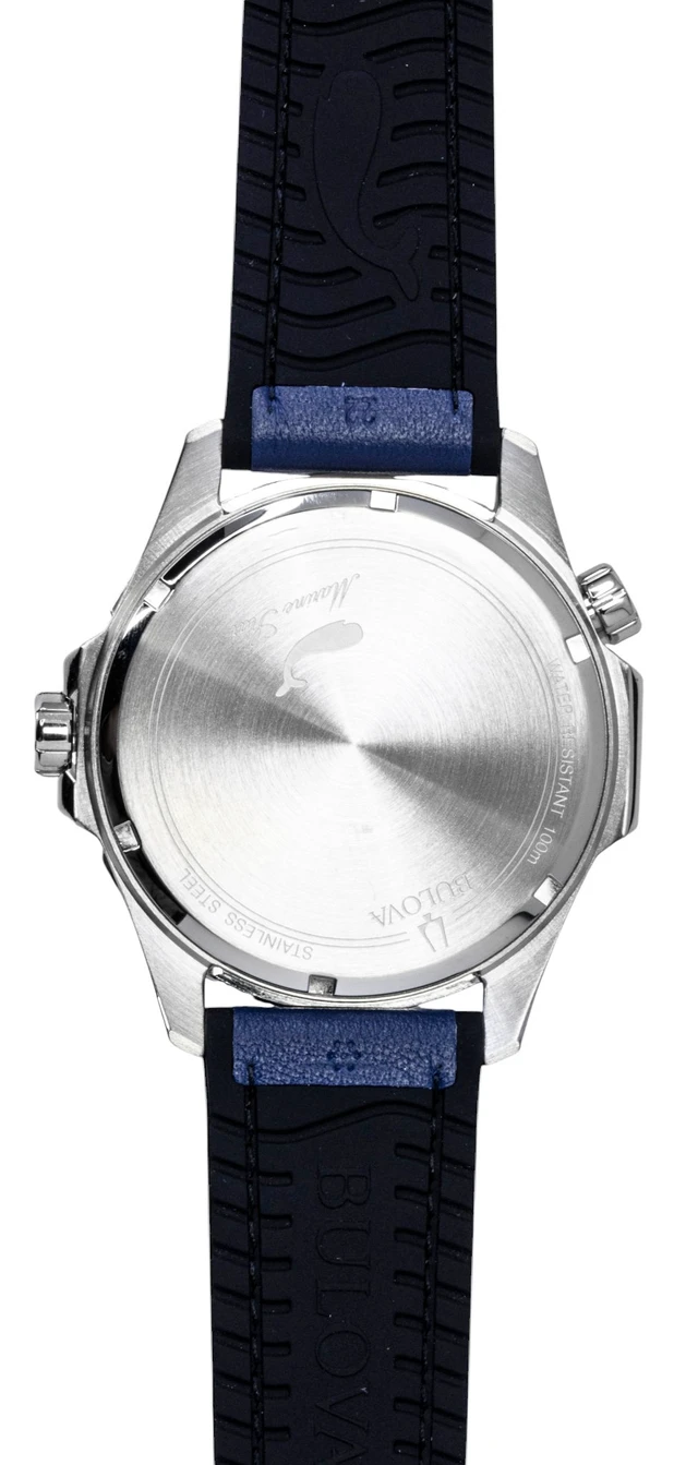 Alt view image 4 of 7 - Bulova Marine Star Series Silicone Strap Blue Dial Quartz 96B419 100M Men's Watch