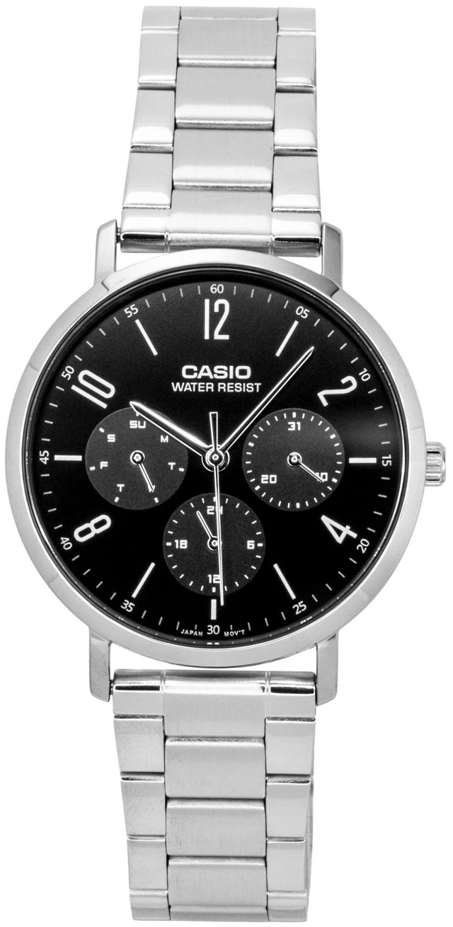 Main image of Casio Analog Stainless Steel Black Dial Quartz MTP-VT06D-1B Men's Watch