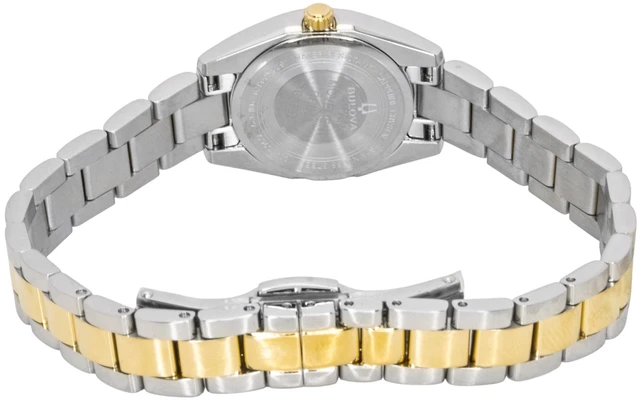 Alt view image 4 of 7 - Bulova Surveyor Two Tone Stainless Steel Green Dial Quartz 98L329 Women's Watch