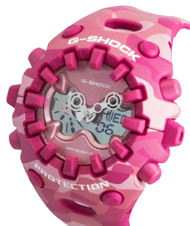 Alt view image 4 of 7 - Casio G-Shock Analog Digital Resin Strap Pink Dial Quartz GA-V01CMG-4A 200M Women's Watch
