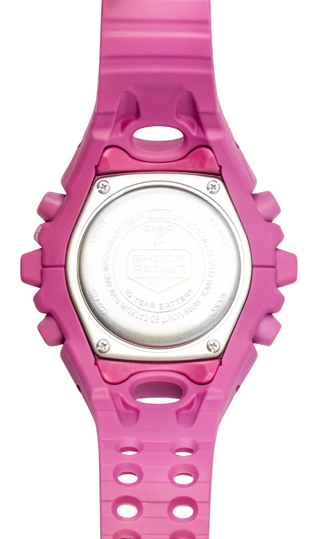 Alt view image 5 of 7 - Casio G-Shock Analog Digital Resin Strap Pink Dial Quartz GA-V01CMG-4A 200M Women's Watch