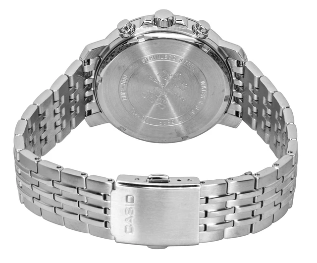 Alt view image 4 of 7 - Casio Beside Chronograph Analog Stainless Steel White Dial Quartz BMS-500D-7A Men's Watch