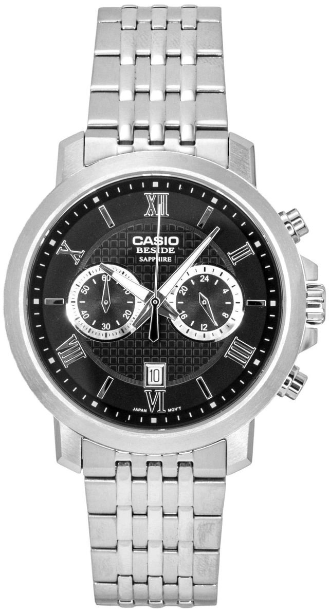 Main image of Casio Beside Chronograph Analog Stainless Steel Black Dial Quartz BMS-500D-1A Men's Watch